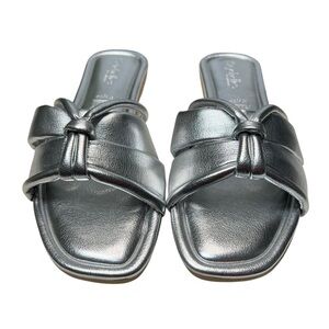 Seychelles Shades of Cool Silver Women’s Flat Leather Sandals Size 7.5 NIB